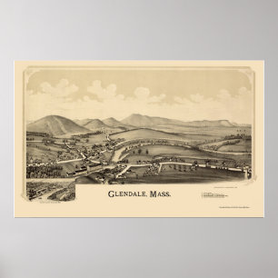 Glendale, panoramische Karte MAs - 1890 Poster
