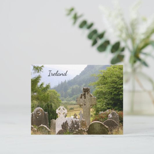Glendalough Graveyard Irland Postkarte (Stehend Vorderseite)