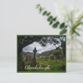 Glendalough (keltisches Kreuz) mit Text Postkarte (Stehend Vorderseite)