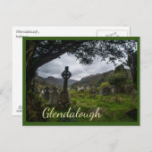 Glendalough (keltisches Kreuz) mit Text Postkarte (Vorne/Hinten)