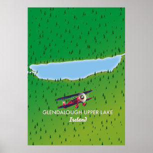 Glendalough Oberer See Irland Karte Poster