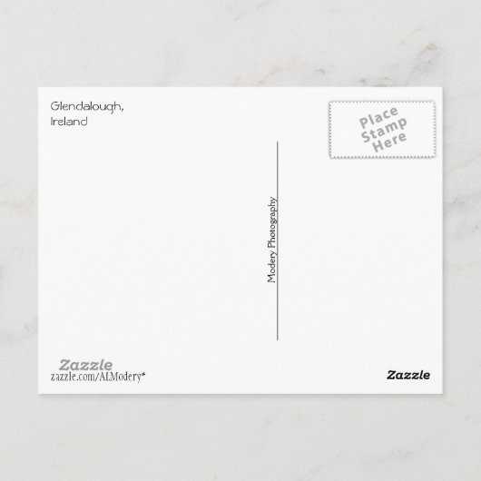 Glendalough Ruins mit Text Postkarte (Rückseite)