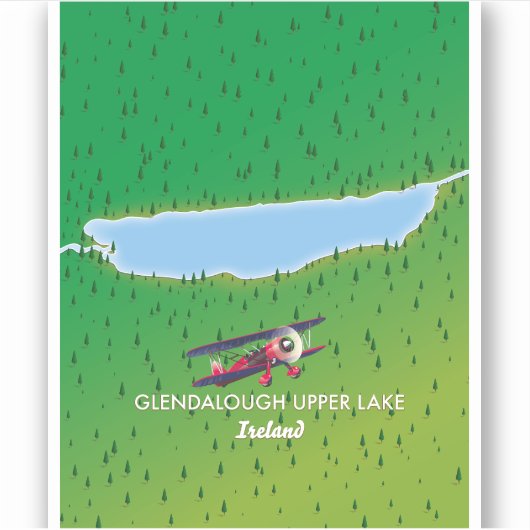 Glendalough Upper Lake Ireland Map Aufkleber (Vorderseite)