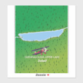 Glendalough Upper Lake Ireland Map Aufkleber (Blatt)