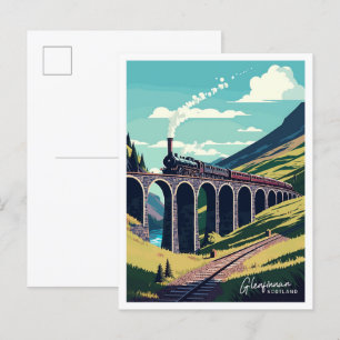 Glenfinnan Schottland Reise Vintage-Illustration Postkarte