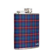 Glenn Tartan Monogram Bright Blue und Red Kariert Flachmann (Rechts)
