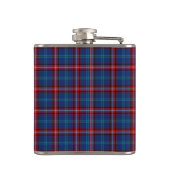 Glenn Tartan Monogram Bright Blue und Red Kariert Flachmann (Rückseite)