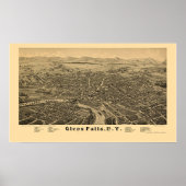 Glens Falls, NY Panoramic Map - 1884 Poster (Vorne)