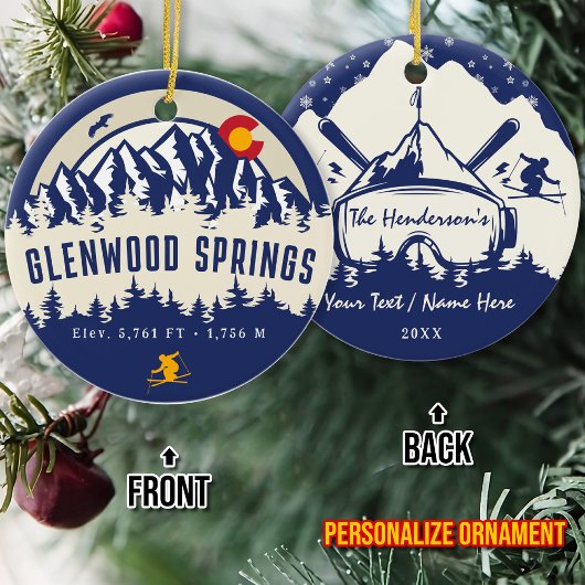 Glenwood Springs Colorado Flag Skifahren Keramik Ornament