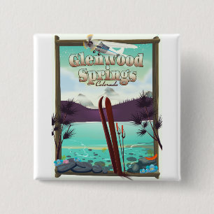 Glenwood Springs Colorado Ski Poster. Button