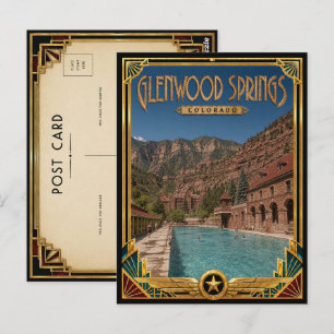 Glenwood Springs Colorado Vintage Art Deco Golden  Postkarte