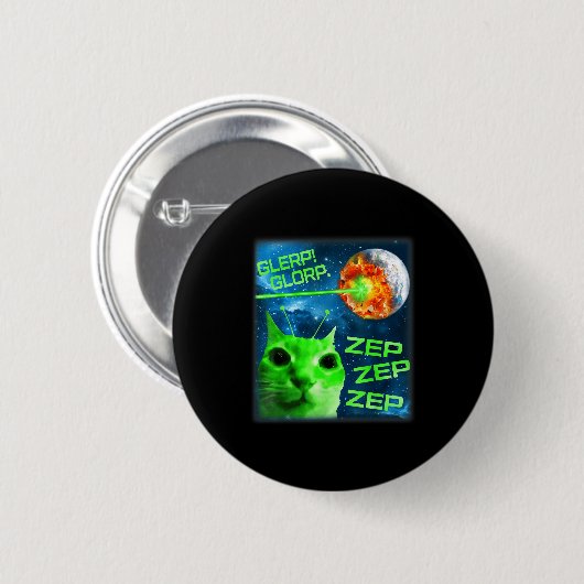 Glerp Glorp Funny Alien Cat Brainrot Meme  Button (Vorne & Hinten)