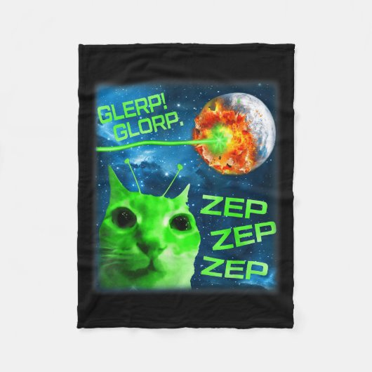 Glerp Glorp Funny Alien Cat Brainrot Meme Fleecedecke (Vorderseite)