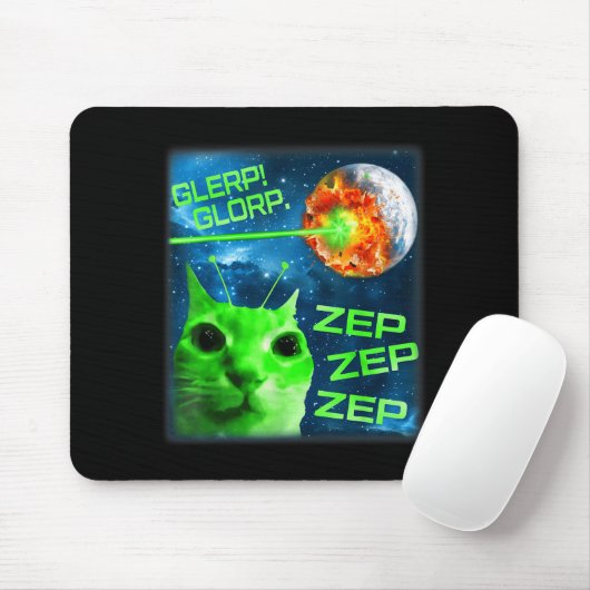 Glerp Glorp Funny Alien Cat Brainrot Meme  Mousepad (Mit Mouse)