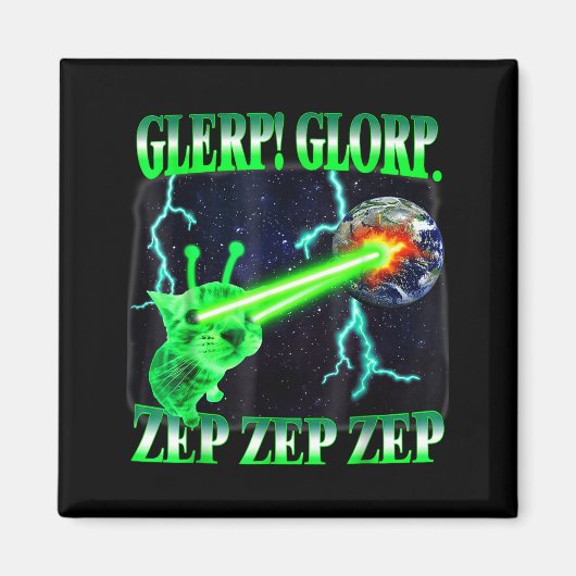 Glerp Glorp Funny Alien Cat Meme Gnarp Cat Silly A Magnet (Vorne)