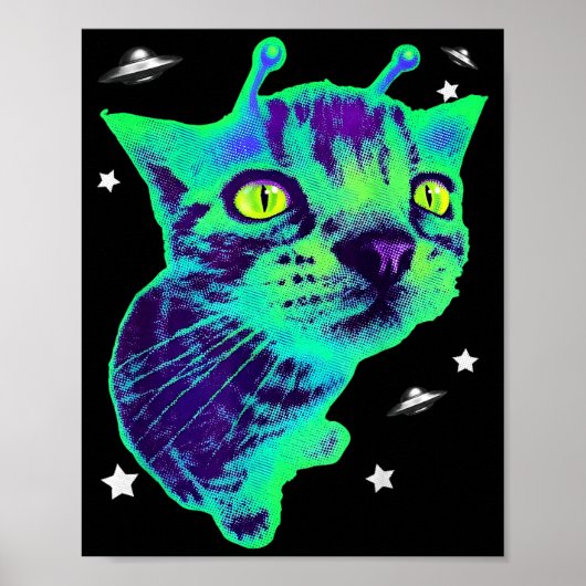 Glerp Glorp Funny Alien Cat Meme Gnarp Cat Silly A Poster (Vorne)