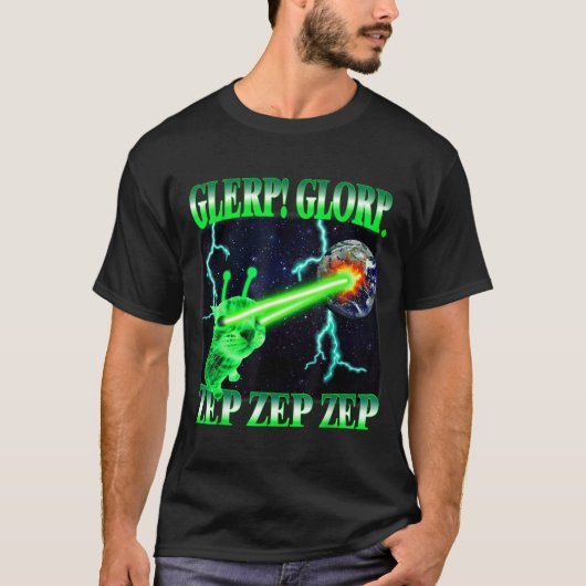 Glerp Glorp Funny Alien Cat Meme Gnarp Cat Silly A T-Shirt (Vorderseite)