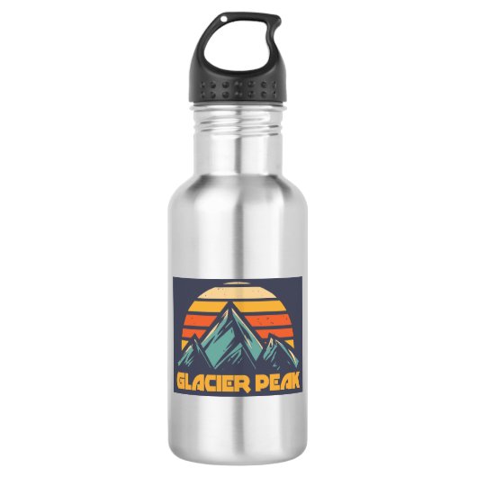 Gletscher-Gipfel Retro Türkis Edelstahlflasche (Vorderseite)