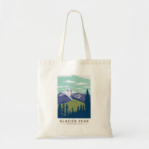 Gletscher Gipfel Washington Reise Kunst Vintage Tragetasche