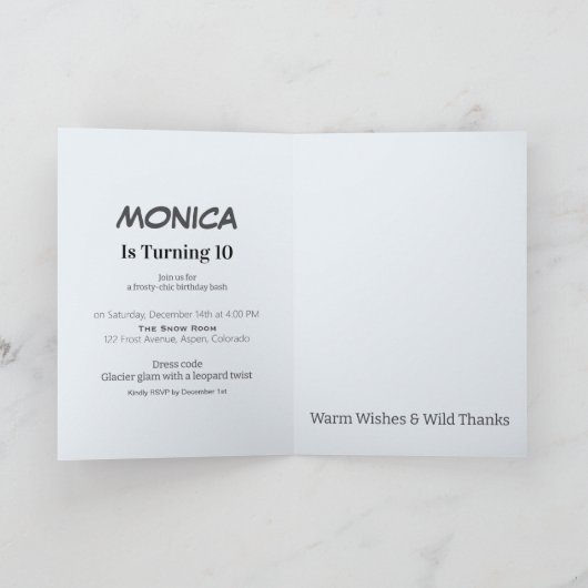 Gletscher-Leopard-Winter Einladung (Innenseite)