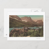 Gletscher, MT - Sicht auf Chalets & Lake St Marys Postkarte (Vorne/Hinten)