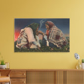 Gletscher, MT - Zwei Blackfoot Einheimische rauche Leinwanddruck (Insitu (Wohnzimmer))