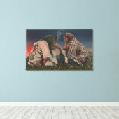 Gletscher, MT - Zwei Blackfoot Einheimische rauche Leinwanddruck (Insitu (Holzboden))