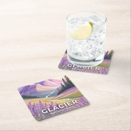Gletscher-Nationalpark | Frühlings-Lavendel-Aquare Rechteckiger Pappuntersetzer