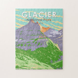 Gletscher-Nationalpark im Frühling Montana Vintage Puzzle