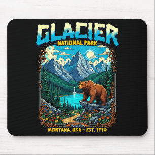 Gletscher-Nationalpark Montana USA Retro Vintage N Mousepad