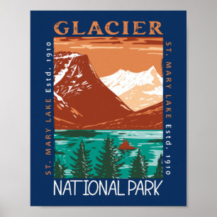 Gletscher-Nationalpark Montana Vintage abgenutzt Poster