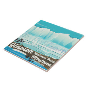 Gletscher-Nationalpark, Montana Vintage-Plakat Fliese