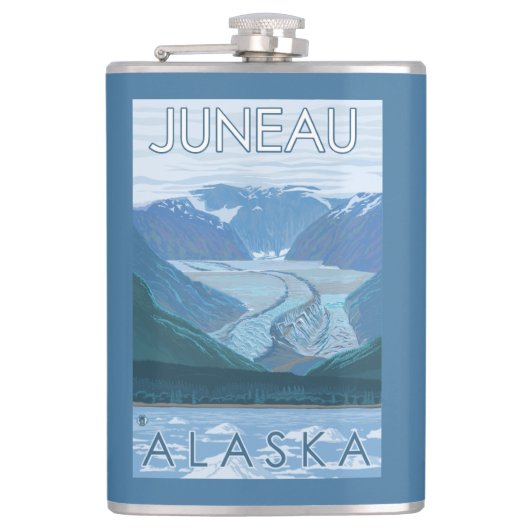 Gletscher-Szene - Juneau, Alaska Flachmann (Vorderseite)