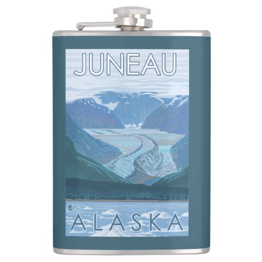 Gletscher-Szene - Juneau, Alaska Flachmann (Vorderseite)