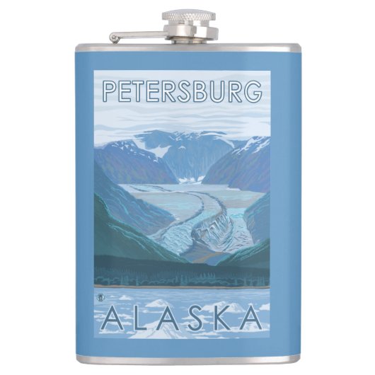 Gletscher-Szene - Petersburg, Alaska Flachmann (Vorderseite)