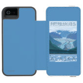 Gletscher-Szene - Petersburg, Alaska Incipio iPhone Geldbeutel-Hülle (Folio Geöffnet)