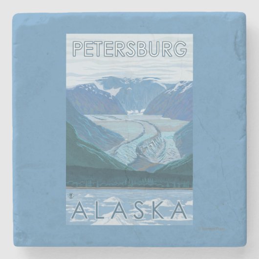Gletscher-Szene - Petersburg, Alaska Steinuntersetzer (Vorderseite)