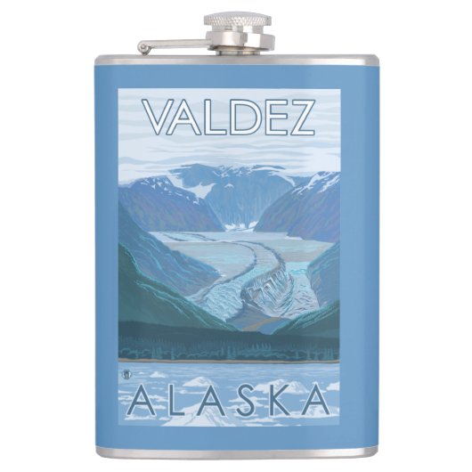 Gletscher-Szene - Valdez, Alaska Flachmann (Vorderseite)