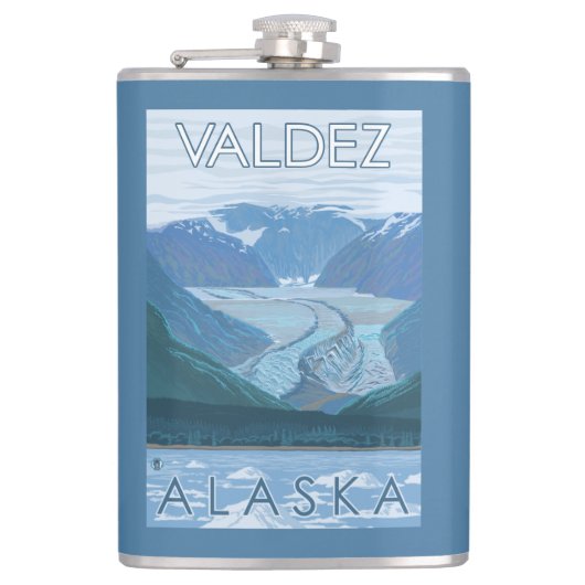 Gletscher-Szene - Valdez, Alaska Flachmann (Vorderseite)