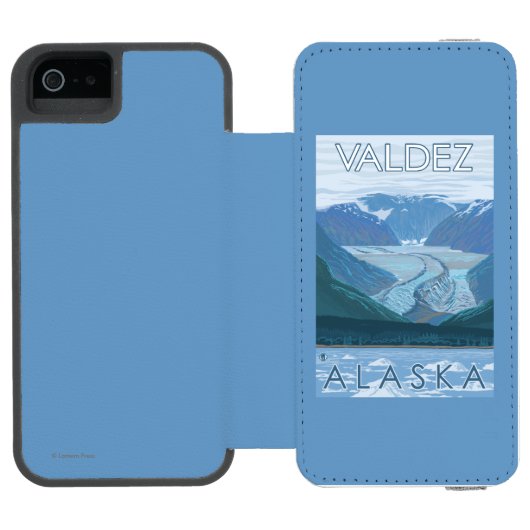 Gletscher-Szene - Valdez, Alaska Incipio iPhone Geldbeutel-Hülle (Folio Geöffnet)
