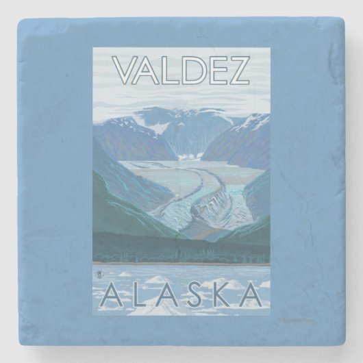 Gletscher-Szene - Valdez, Alaska Steinuntersetzer (Vorderseite)
