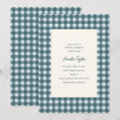 Gletscherblau Gingham Vorhochzeitsfeier Brunch Einladung (Vorne/Hinten)