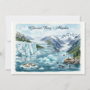 Gletscherbucht Alaska Nationalpark Aquarell Karte