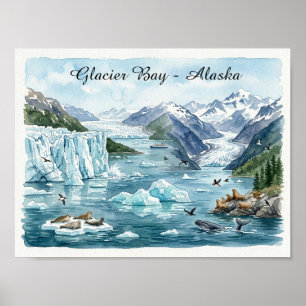 Gletscherbucht Alaska Nationalpark Aquarell Poster