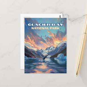 Gletscherbucht Nationalpark Alaska Wal Vintage Postkarte