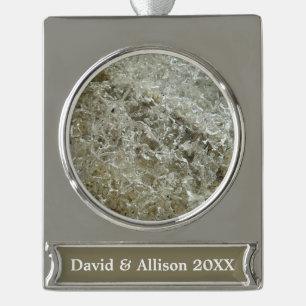 Gletschereis Abstrakte Naturstruktur Banner-Ornament Silber