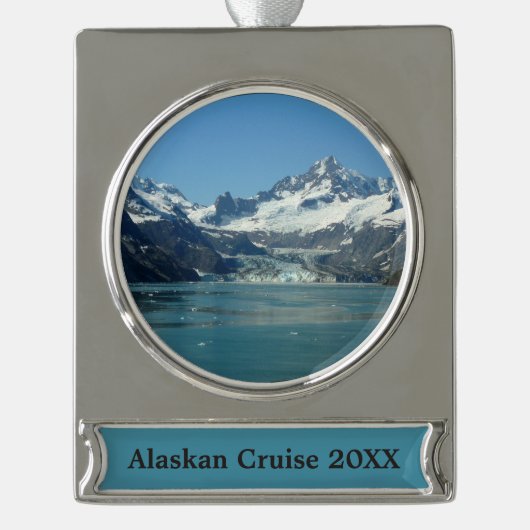Gletschergewässer von Alaska Gefüttert Banner-Ornament Silber (Vorderseite)