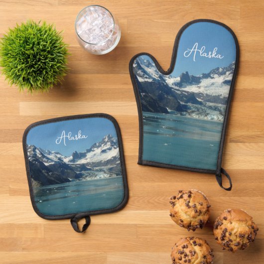 Gletschergewässer von Alaska Gefüttert Ofenhandschuh & Topflappen-Set (Oben Unten)