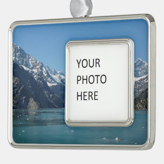 Gletschergewässer von Alaska Gefüttert Rahmen-Ornament Silber (Links)