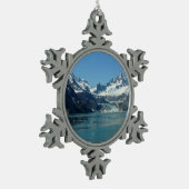 Gletschergewässer von Alaska Gefüttert Schneeflocken Zinn-Ornament (Links)